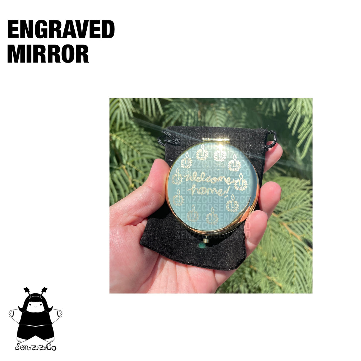 Twitchy Witchy Welcome Home Engraved Mirror