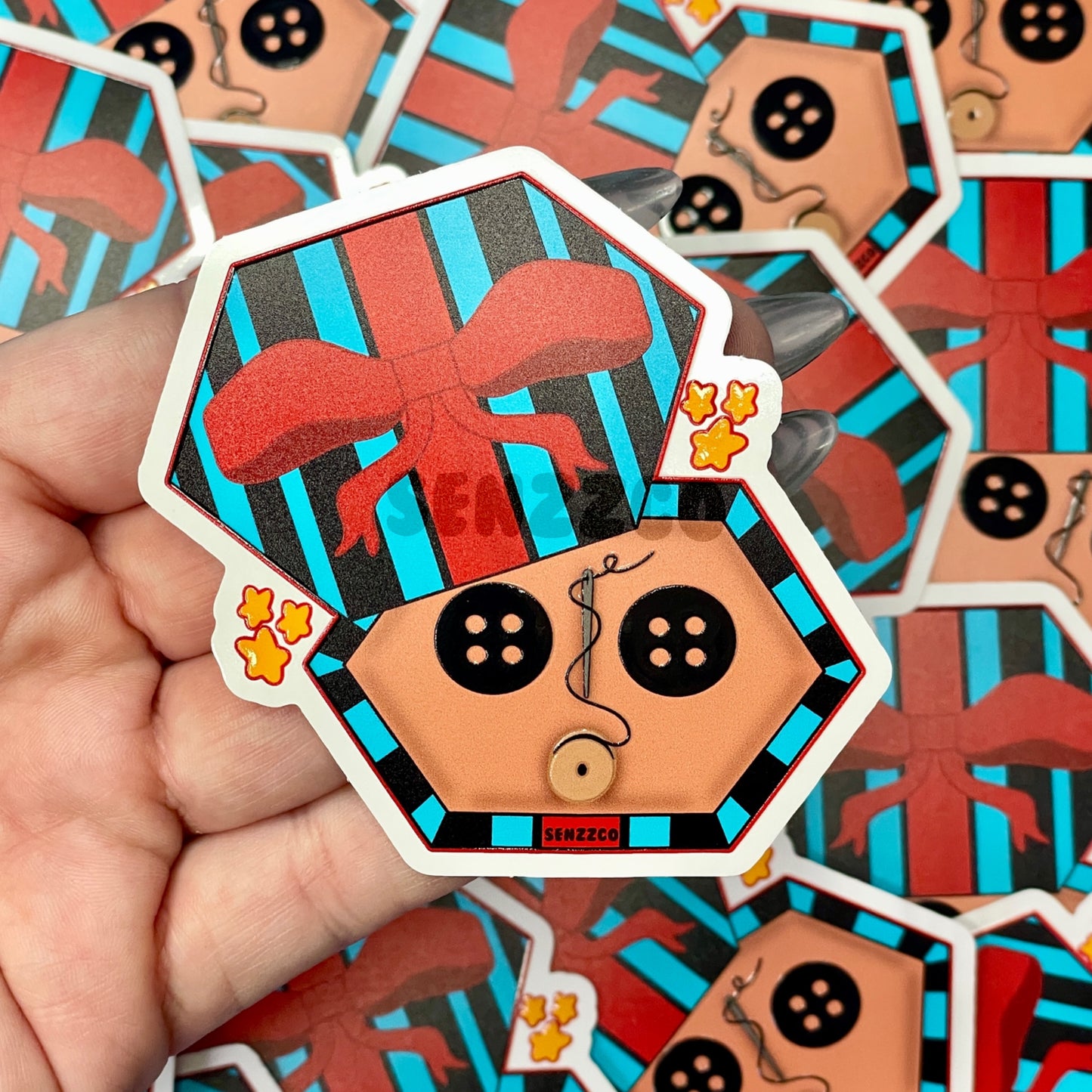 Button Box | Vinyl Embossed Sticker | Twitchy Witchy Inspired Sticker