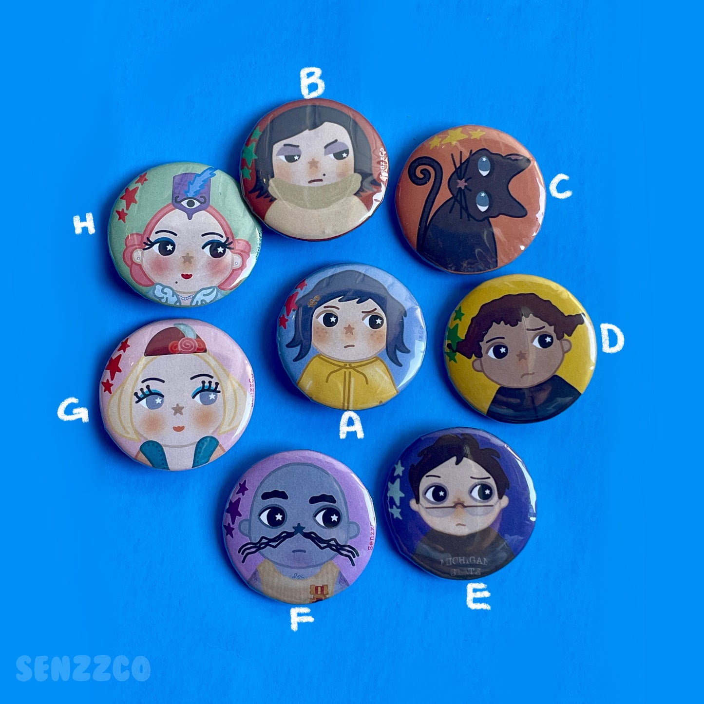 Twitchy Witchy Inspired Button Pins