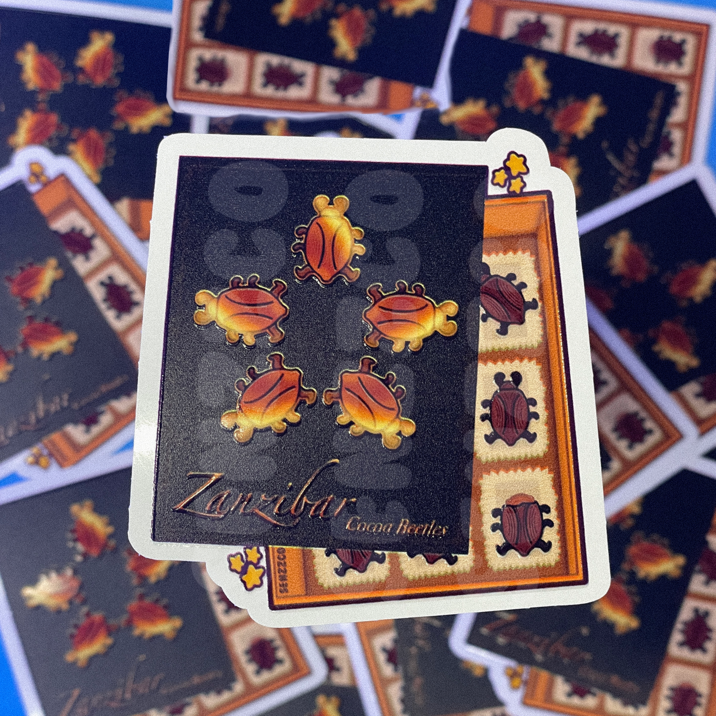 Zanzibar Cocoa Beetles | Vinyl Embossed Sticker | Twitchy Witchy Inspired Sticker