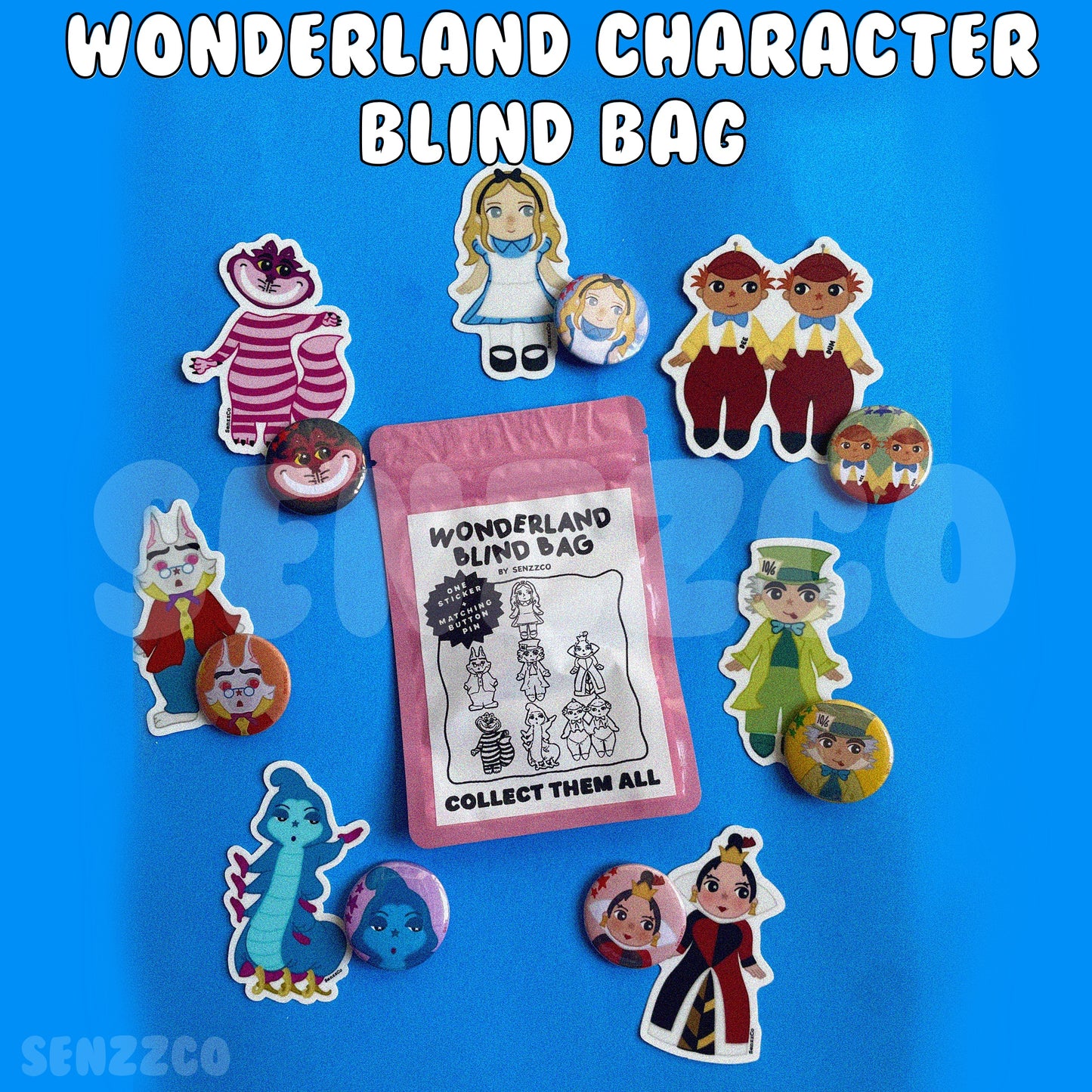Wonderland Blind Bag | Button Pin and Sticker Set | Alice in Wonderland Inspired