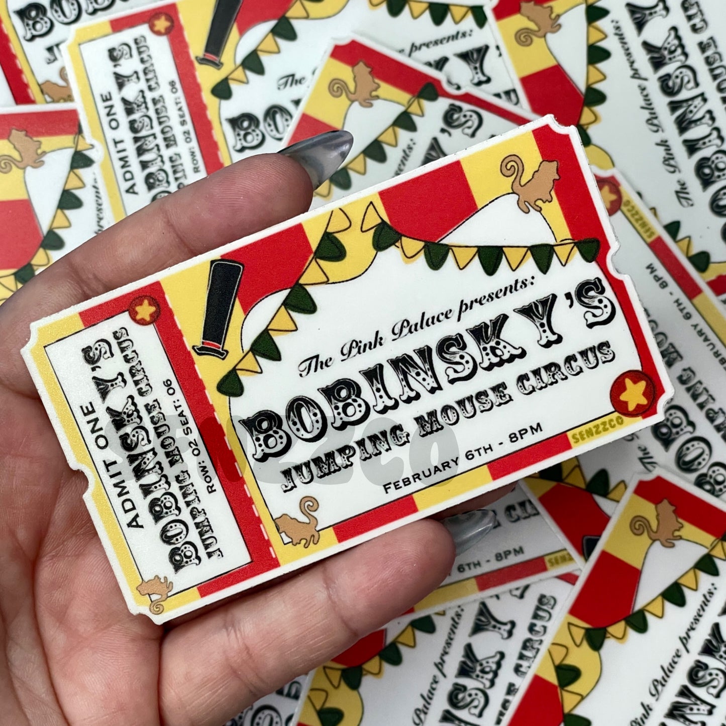 Bobinsky Circus Ticket | Vinyl Sticker | Twitchy Witchy Inspired Ticket