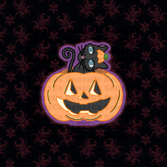 Pumpkin Cat | Vinyl Sticker | Twitchy Witchy Girl Inspired Sticker