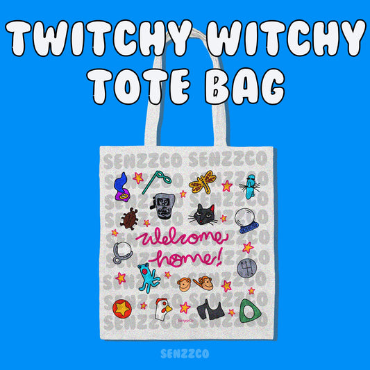 Twitchy Witchy Tote Bag | Welcome Home | Pink Palace | Canvas Tote Bag