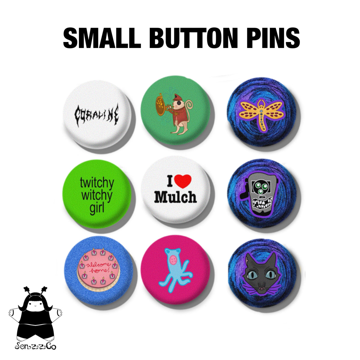 Small Twitchy Witchy Inspired Button Pins