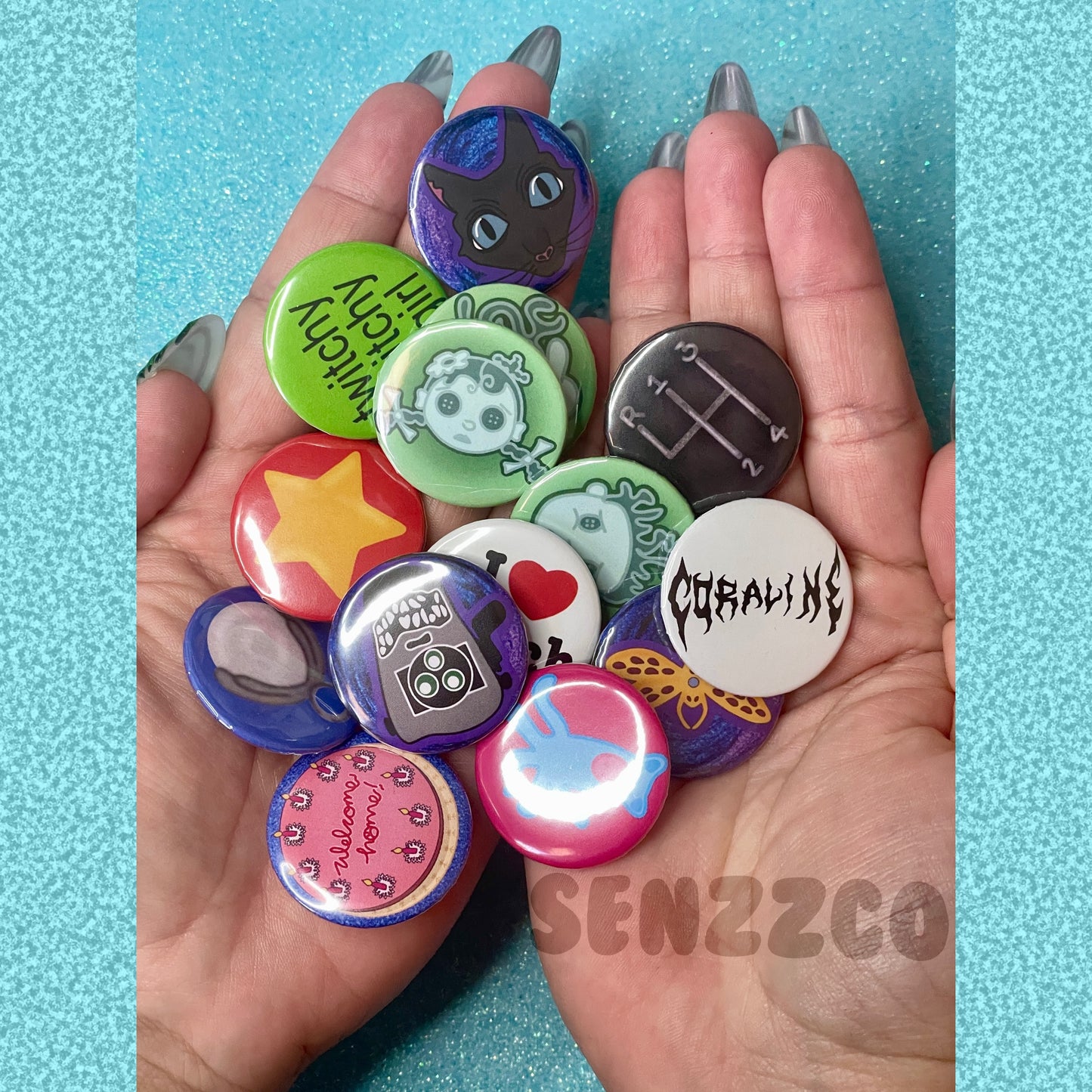 Coraline Inspired Button Pins