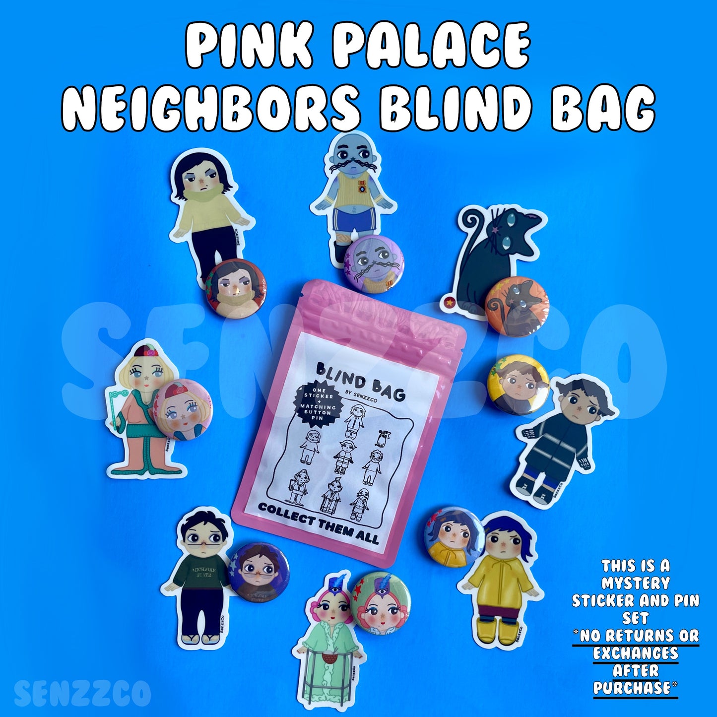 Pink Palace Blind Bag | Button Pin and Sticker Set | Twitchy Witchy Inspired