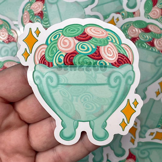 Taffy Bowl | Vinyl Embossed Sticker | Coraline Inspired Sticker