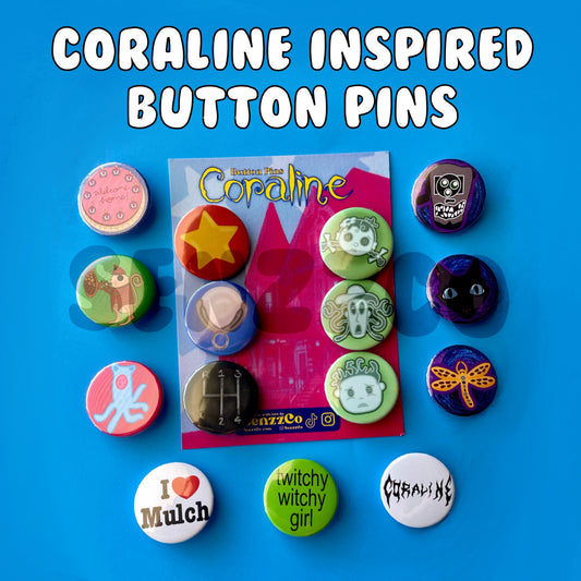 Coraline Inspired Button Pins