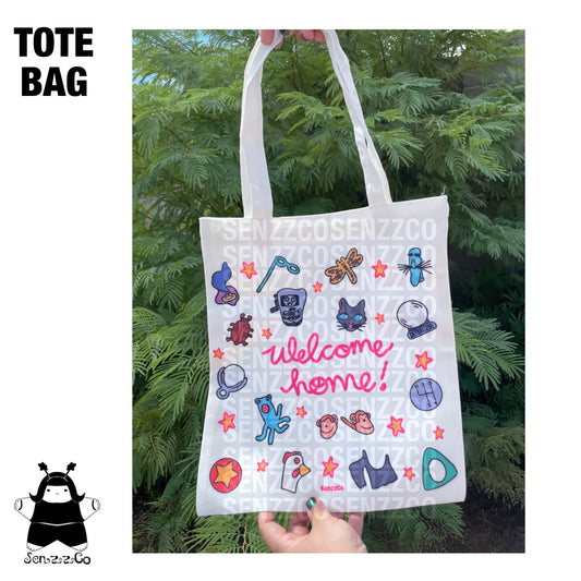 Twitchy Witchy Tote Bag | Welcome Home | Pink Palace | Canvas Tote Bag
