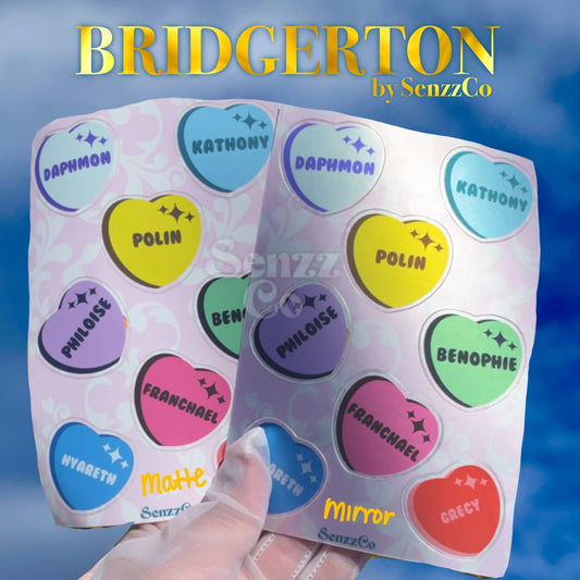 Bridgerton Couple Hearts Sticker Sheet - B GRADE