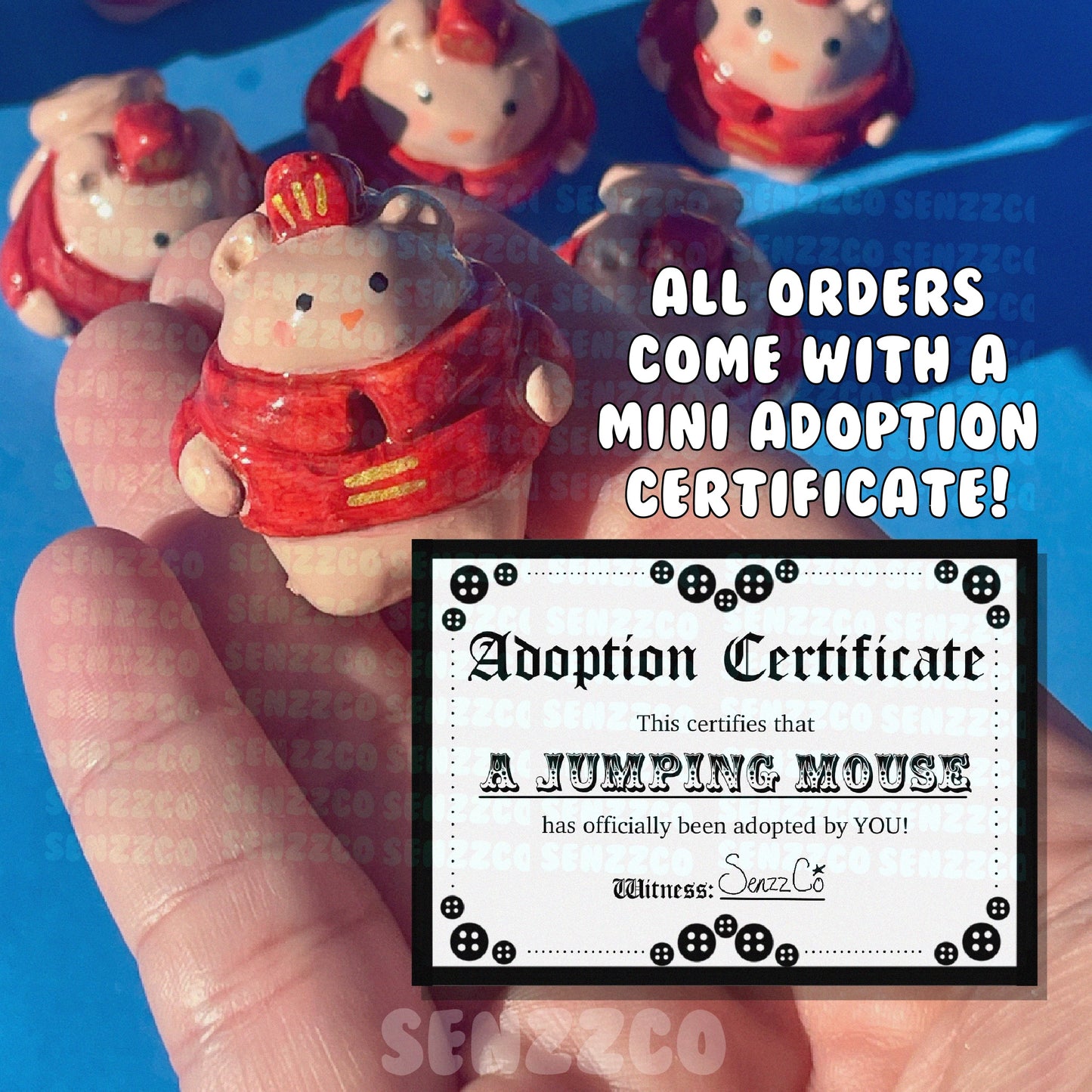 Twitchy Witchy Jumping Mouse | Mini Ceramic Figure | Handmade Home Decor