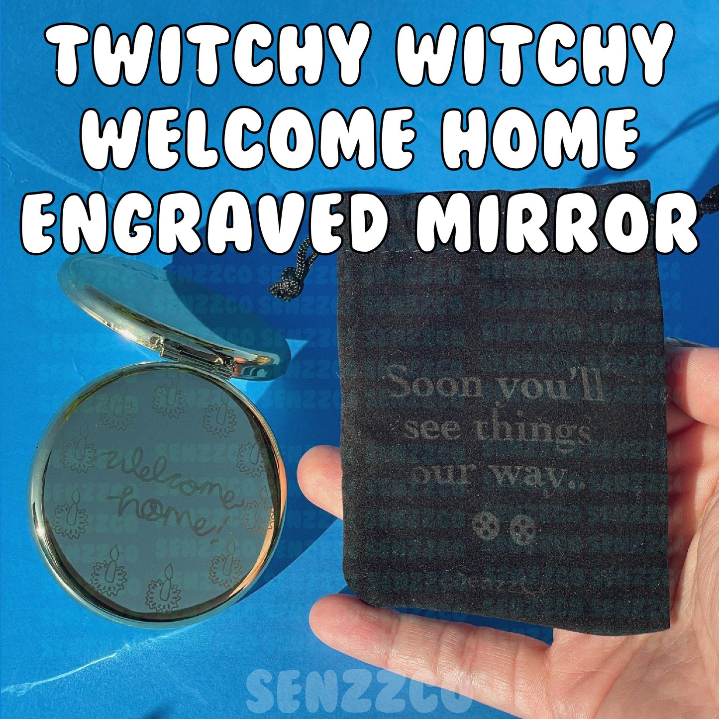 Twitchy Witchy Welcome Home Engraved Mirror